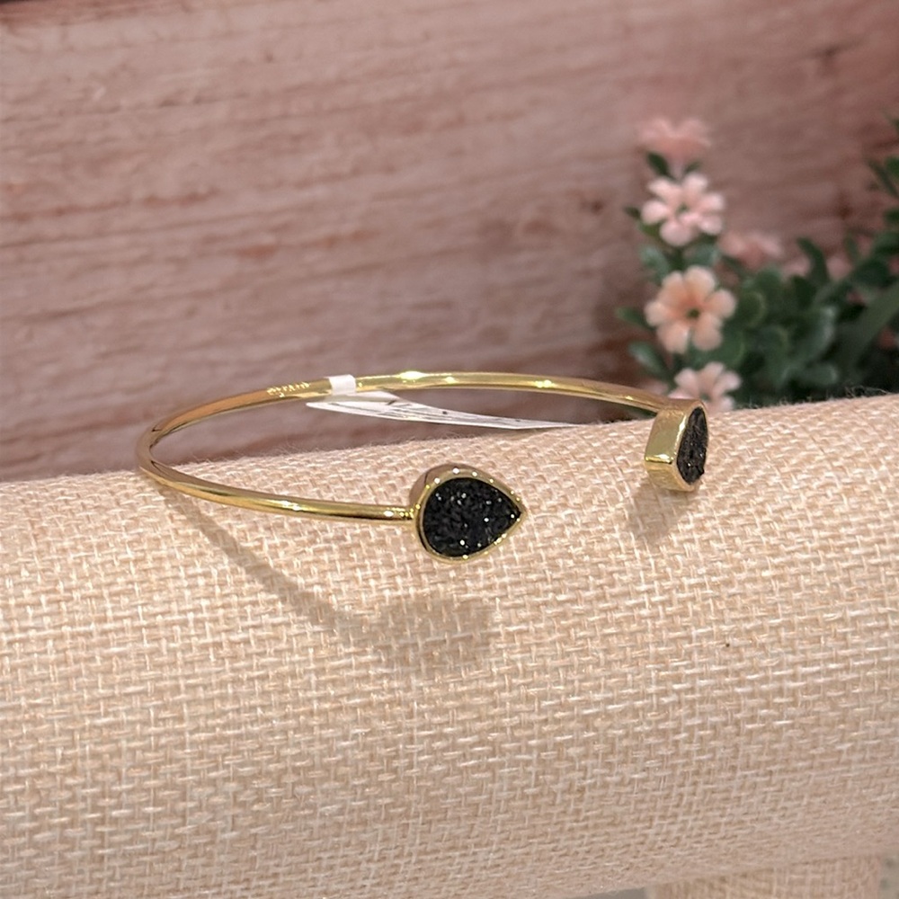 Alex and Ani Glitter Black Faux Druzy Flex Cuff Bracelet